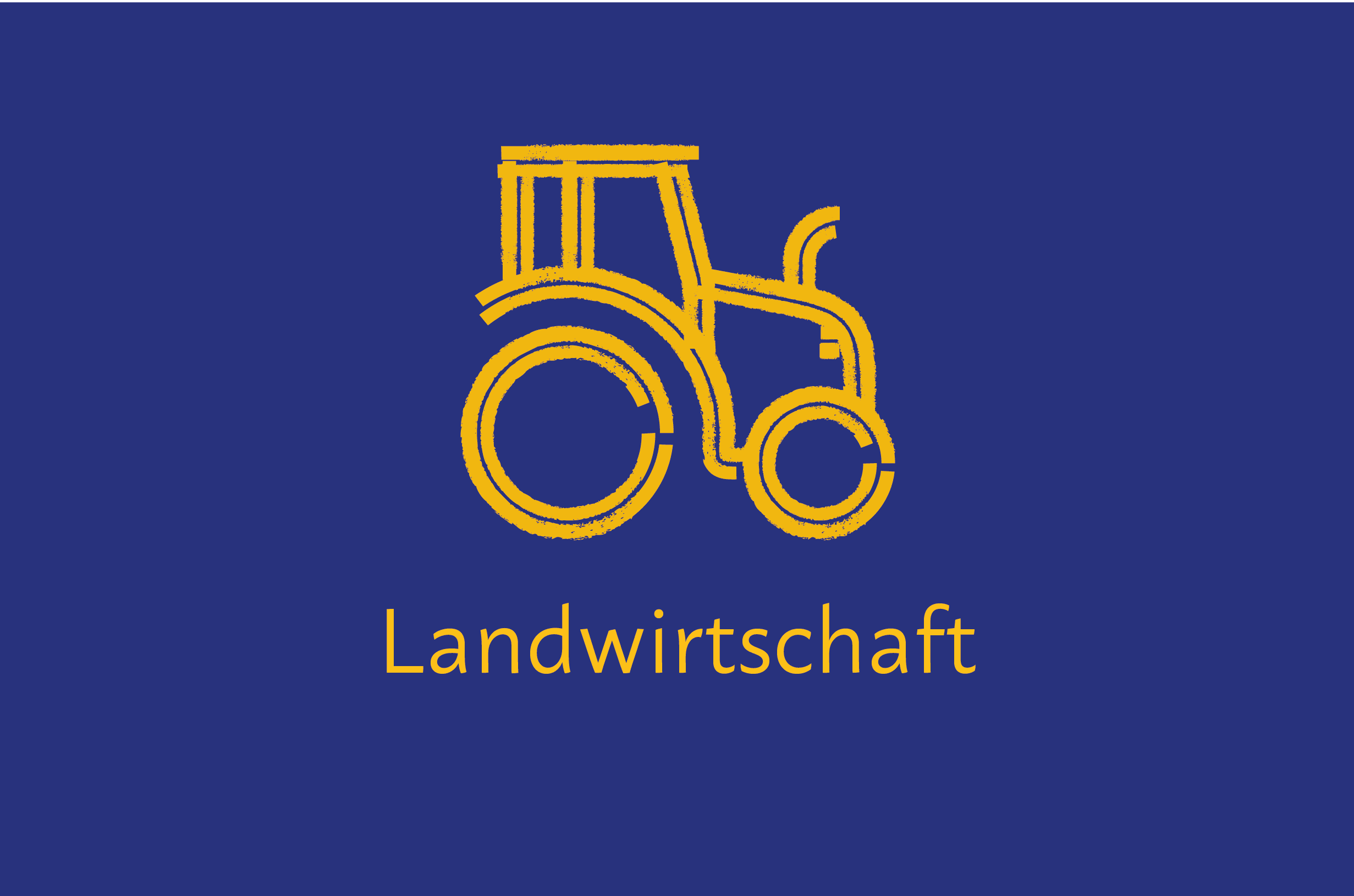 Traktor-Piktogramm. Text auf Bild: „Landwirtschaft“