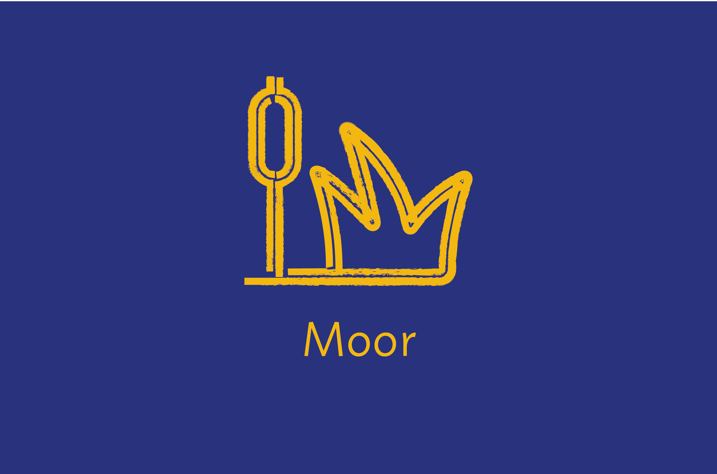 Piktogramm Schilf und Pflanzen. Text im Bild: „Moor“